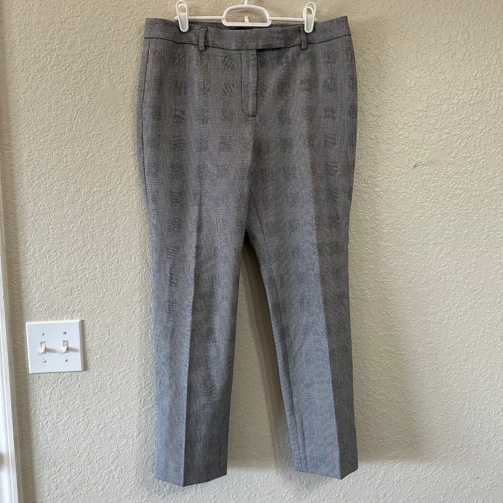 Talbots Womens 10P High Rise Straight Pant Black‎ White Work Attire